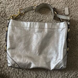 Coach Metallic Silver Shoulder Bag